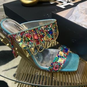 Shine on in The AZALEA WANG Envie Multi Gemstone Jewel Drape Sandal